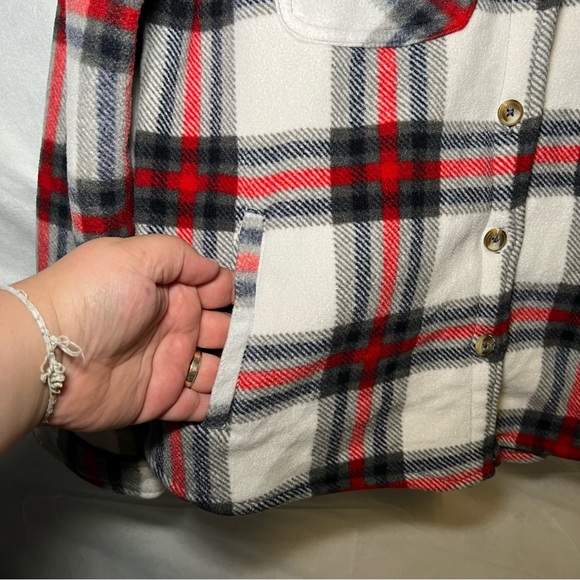 Sage Women's Long Sleeve Plaid Super Plush Sherpa Lined Fleece Shirt Jacket M - Picture 7 of 14